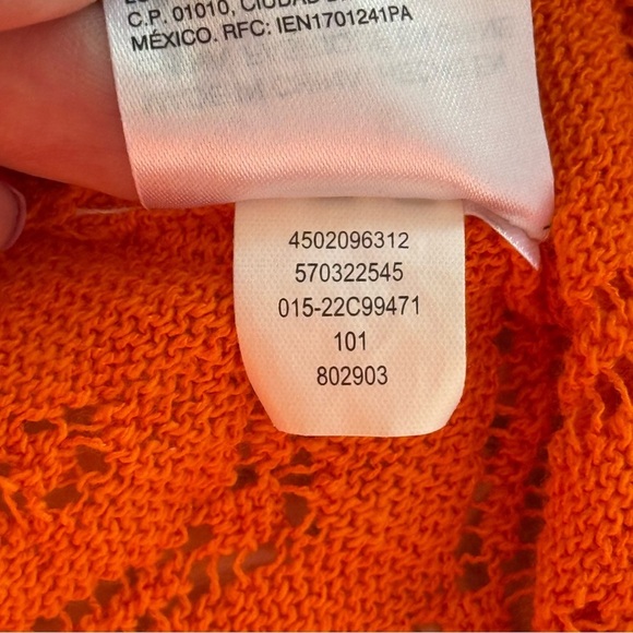 Chico’s Lily open front Cardigan Sweater Long Sleeve Orange open knit SZ 3/XL - Picture 8 of 9